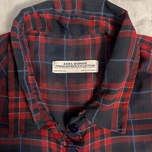 Zara Woman Full Length Sheer Plaid Duster